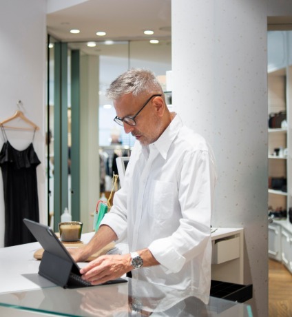 business owner reviewing loans